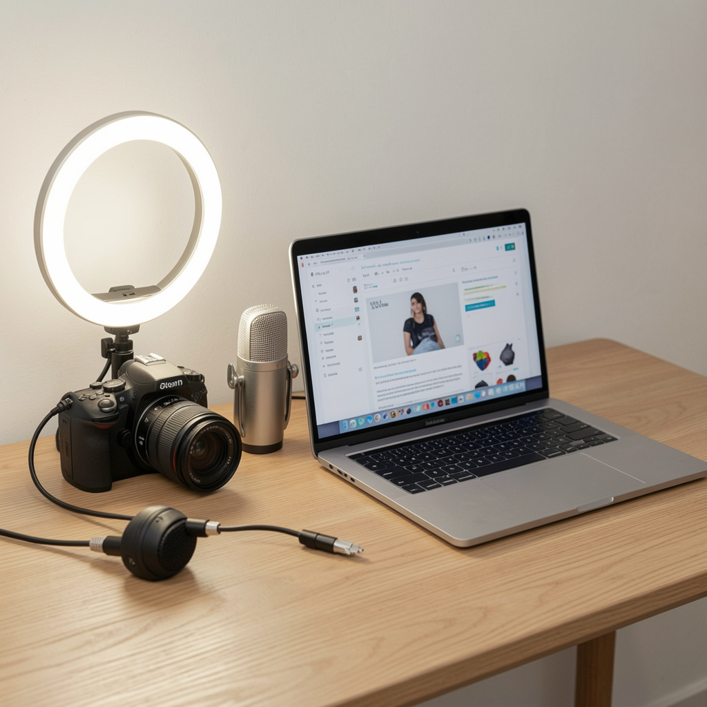 freepik minimal desk mockup with content creation gear dsl 89718